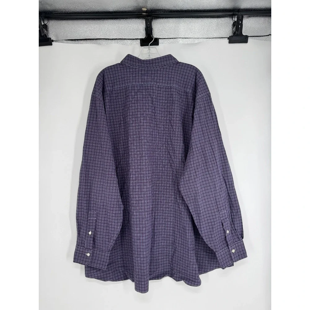 Polo Ralph Lauren Shirt 5XL Big 5XB Plaid Long Sleeve Button Up Purple Blue Pony